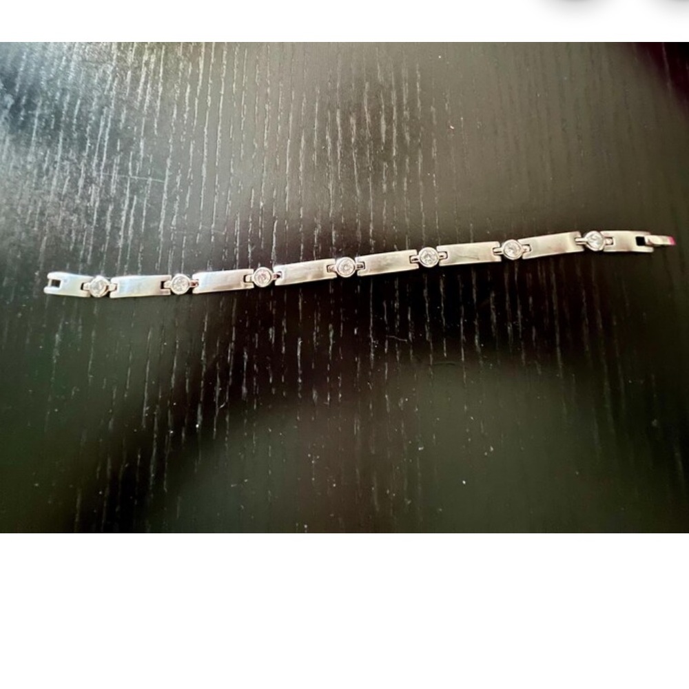 Vintage 1990s Speidel Diamonique Stainless Steel Bracelet - Picture 4 of 13